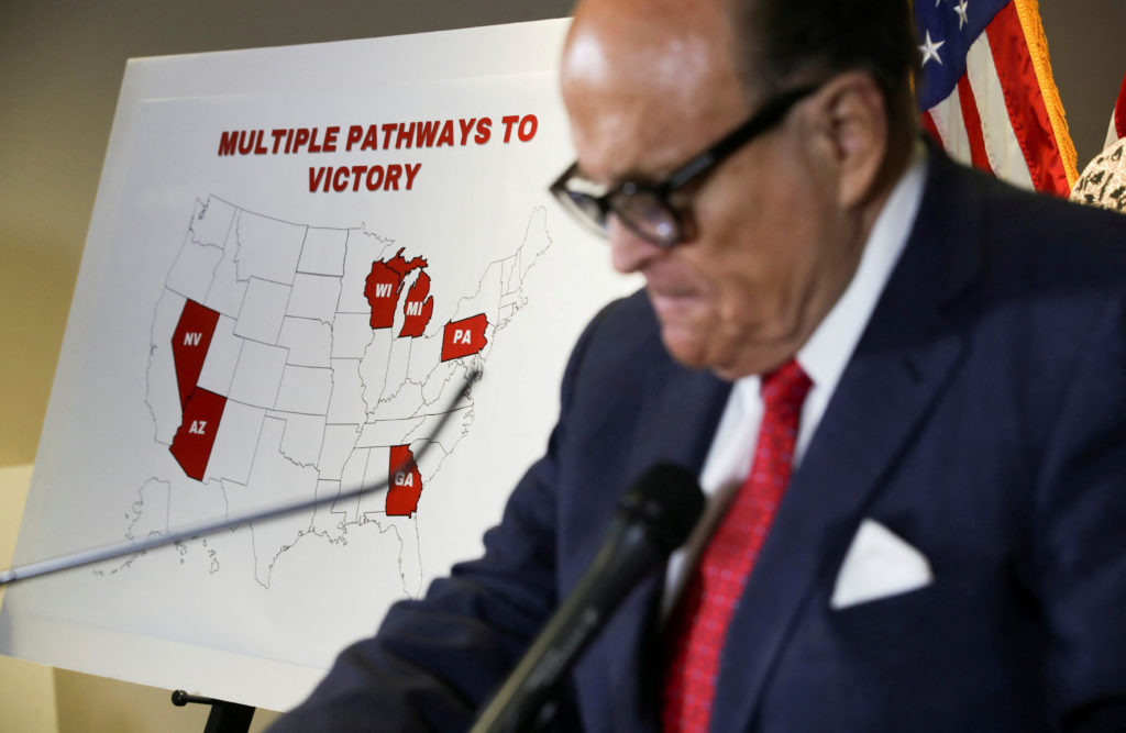FILE PHOTO: Trump campaign representatives hold news conference on 2020 U.S. presidential election results in Washington