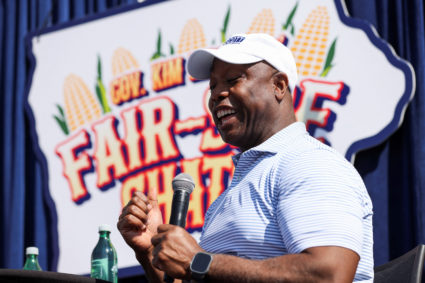 U.S. Senator and Republican presidential candidate Scott speaks at the Iowa State Fair, in Des Moines