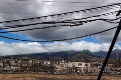 The fire ravaged town of Lahaina on the island of Maui