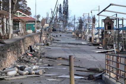 A view of burned debris after wildfires devastated the historic town of Lahaina, Maui, Hawaii, U.S., August 10, 2023. Photo provided by the Hawai'i Department of Land and Natural Resources/Handout via REUTERS