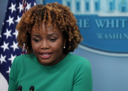 White House Press Secretary Karine Jean-Pierre holds a press briefing at the White House in Washington