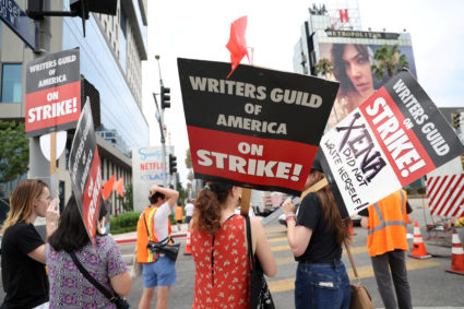 SAG-AFTRA actors and WGA writers strike in Los Angeles