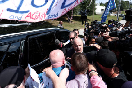 Outside of the Fulton County Jail following the indictment of former U.S. President Trump