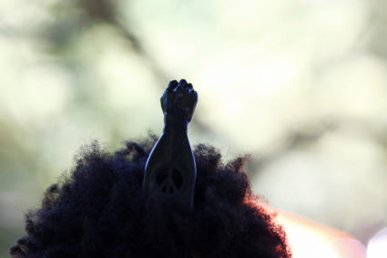 FILE PHOTO: Hair pick with a handle in the shape of a raised fist
