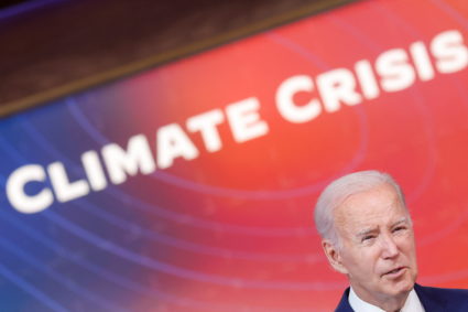 U.S. President Joe Biden delivers remarks on extreme heat conditions, from the South Court Auditorium on the White House campus, in Washington, U.S. July 27, 2023. Photo by Jonathan Ernst/REUTERS