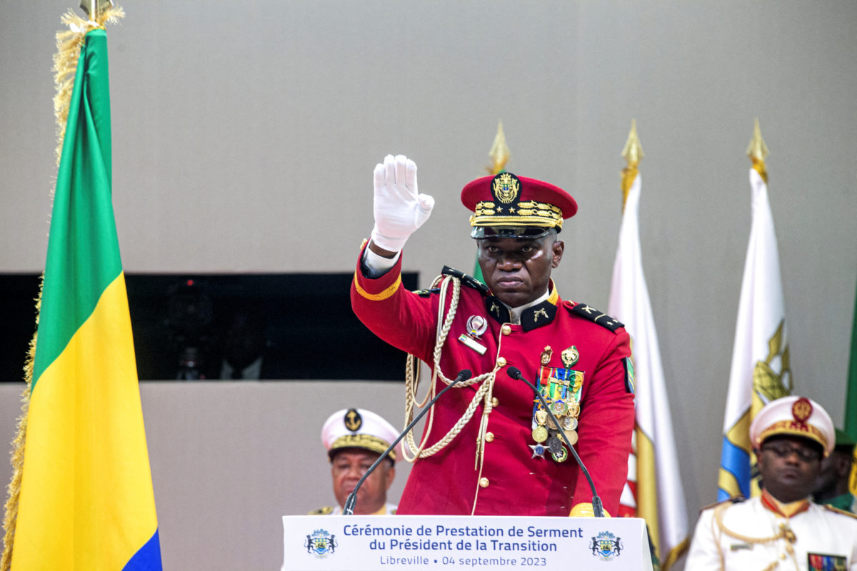 Gabon’s military leader is sworn in as head of state less than a week