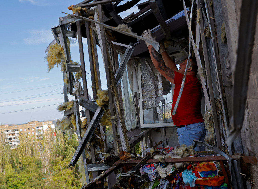 Aftermath of recent shelling in Donetsk