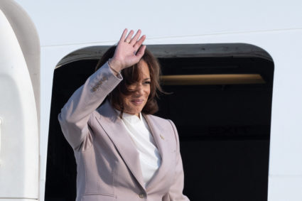 U.S. Vice President Kamala Harris departs after attending the 43rd ASEAN Summit