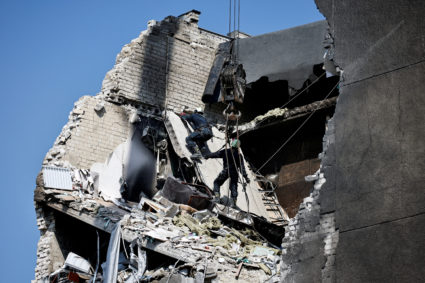 Aftermath of a Russian missile strike in Cherkasy