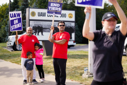 Picket of Striking United Auto Workers (UAW) outside the Ford Michigan Assembly in Wayne