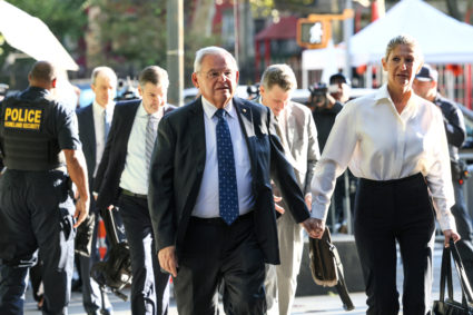 U.S. Senator Menendez and his wife Nadine arrive at Federal Court in New York