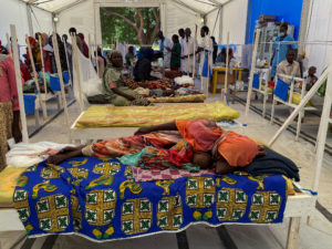 Patients are seen at a makeshift MSF hospital on the day U.S. Ambassador to the United Nations Thomas-Greenfield visited t...