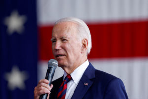 U.S. President Joe Biden delivers remarks to service members, first responders, and their families on the day of the 22nd anniversary of the September 11, 2001 attacks on the World Trade Center, at Joint Base Elmendorf-Richardson in Anchorage, Alaska, September 11, 2023. Photo by Evelyn Hockstein/REUTERS