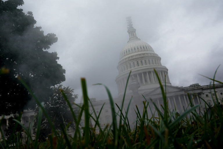 Rising steam partially obscures the U.S. Capitol building in Washington, U.S., September 24, 2023. Photo by Elizabeth Frantz/REUTERS