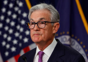 Fed Chair Powell speaks after policy decision, in Washington