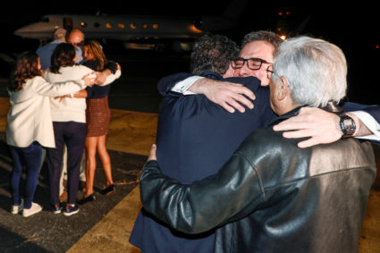 Freed American detainees released in a prisoner swap deal between U.S and Iran arrive in the U.S. at Fort Belvoir, Virginia
