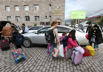 Refugees from Nagorno-Karabakh arrive in Goris
