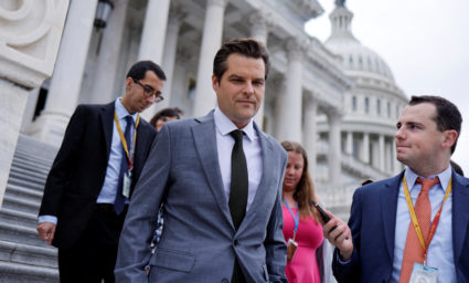 U.S. Representatives depart after a vote at the U.S. Capitol ahead of a looming government shutdown in Washington
