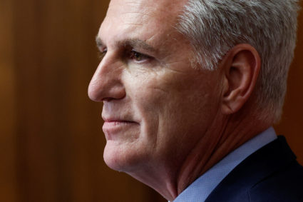 Former House Speaker Kevin McCarthy speaks to reporters after he was ousted from the position in Washington