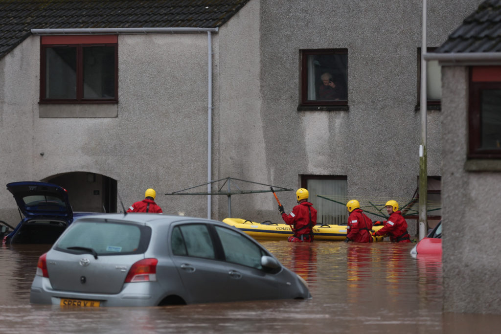 People evacuate during 'Storm Babet' in Brechin