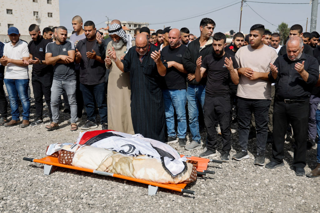 Funeral of two Palestinians killed in an Israeli air strike, in Jenin