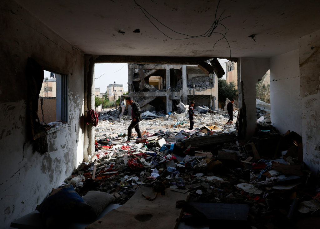 A view shows the house where Palestinian teenager Dima Allamdani, who fled to southern Gaza Strip with her family to avoid the constant onslaught of Israeli airstrikes in Gaza City, was sheltering in, which was hit by Israeli jets that killed 13 of her relatives, including her parents, 7 siblings and 4 members of her uncle's family, in Khan Younis in the southern Gaza Strip, October 22, 2023. Photo by Mohammed Salem/REUTERS