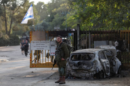 Aftermath of a mass infiltration by Hamas gunmen in Kibbutz Beeri