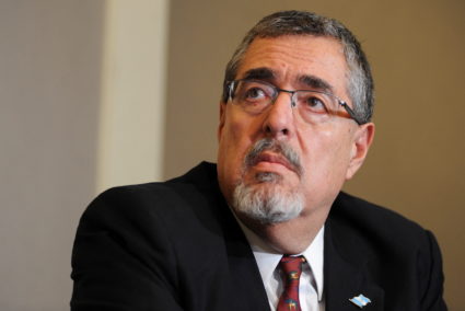 Guatemalan President-elect Bernardo Arevalo attends a press conference in Guatemala City