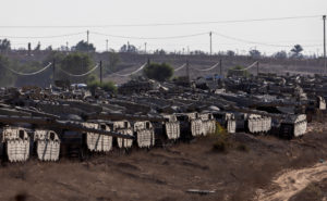 Israeli tanks gathered in southern Israel