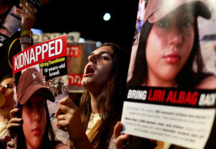 Residents of Tel Aviv show solidarity with the families of hostages and missing people