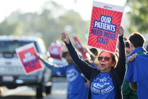 A coalition of Kaiser Permanente Unions start a three day strike across the U.S. over a new contract, in San Diego