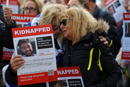 Protest demanding release of hostages captured from Israel by Hamas, in London