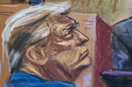 FILE PHOTO: Former U.S. President Donald Trump appears at civil fraud trial in New York