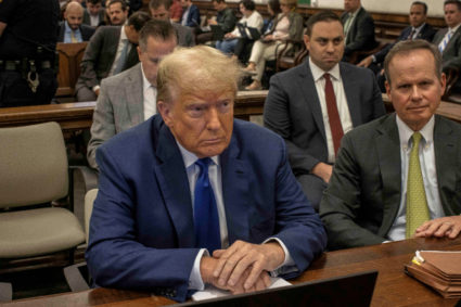 Former U.S. President Donald Trump attends the Trump Organization civil fraud trial, in New York State Supreme Court in the Manhattan borough of New York City, U.S., October 25, 2023. Photo by Dave Sanders/Pool via REUTERS