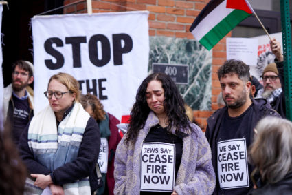 Members of the Jewish Voice for Peace group and allies rally in support of a ceasefire in the ongoing conflict between Israel and the Palestinian group Hamas, during a protest in Detroit, Michigan, U.S., November 7, 2023. Photo by Dieu-Nalio Chery/REUTERS