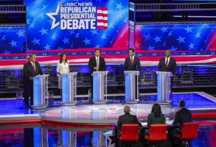 Republican U.S. candidates participate in their third debate of the 2024 U.S. presidential campaign in Miami, Florida