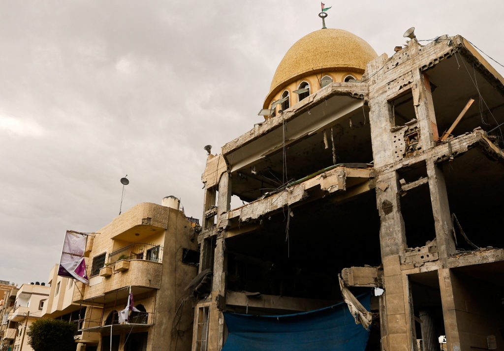 Aftermath of an Israeli strike on a mosque, in Khan Younis