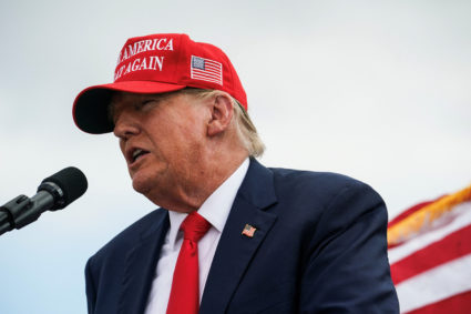 Republican presidential candidate and former U.S. President Donald Trump visits the southern border with Texas Governor Greg Abbott in Edinburg, Texas, U.S. November 19, 2023. Photo by Go Nakamura/REUTERS