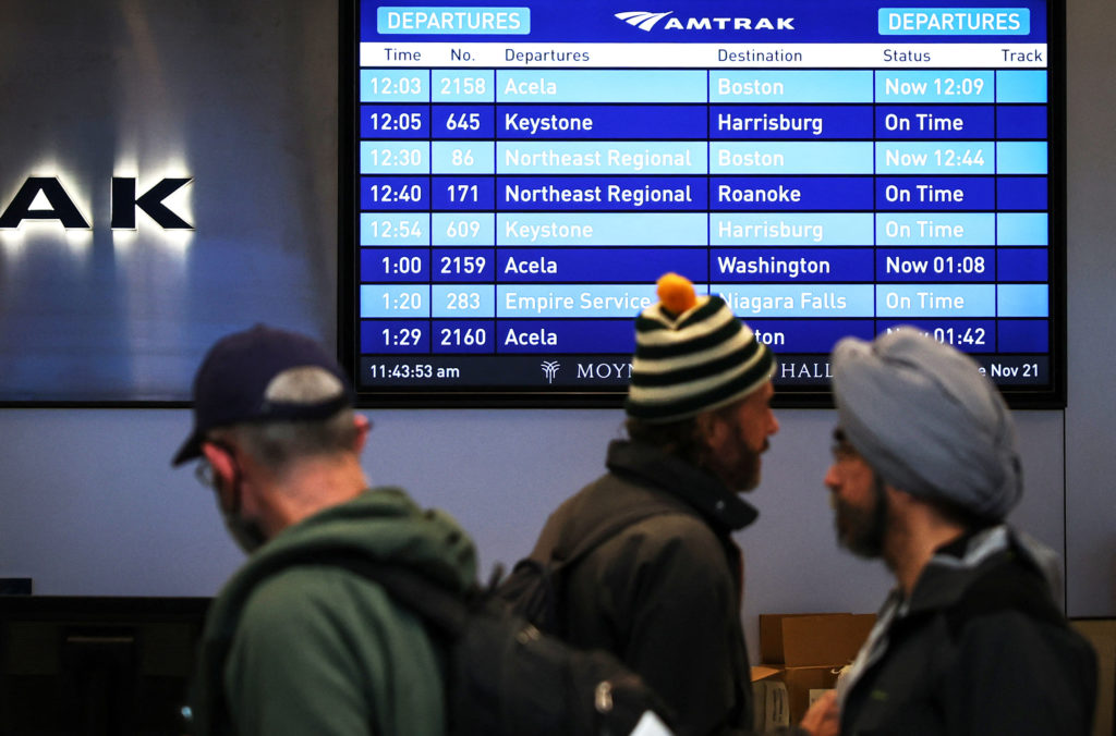 Travelers inside Penn Station during travel for the Thanksgiving holiday in New York
