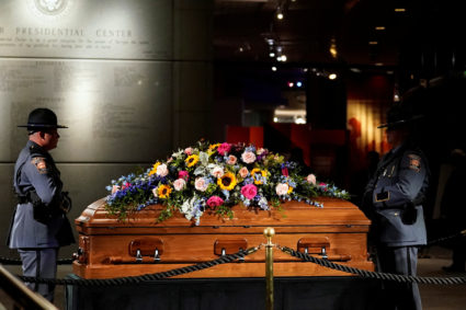 Members of the public pay respects to former first lady Rosalynn Carter at the Jimmy Carter Presidential Library and Museu...