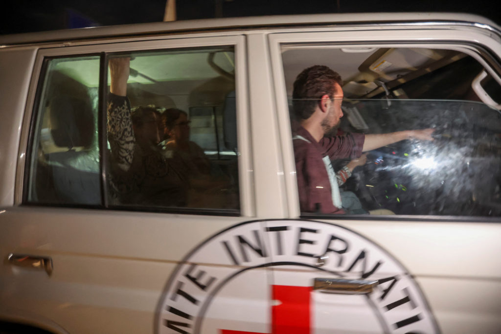 Hostages are released as part of a deal between Israel and Palestinian Islamist group Hamas
