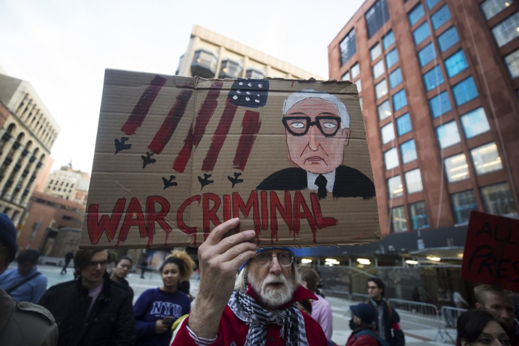 Protest against Henry Kissinger in New York