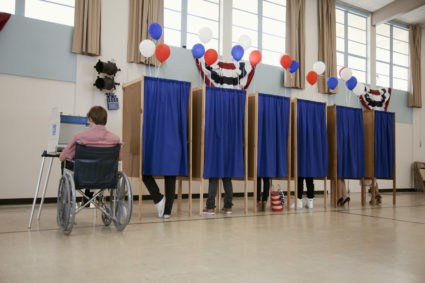 People voting in polling place