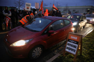 Strike at the Amazon warehouse, in Coventry