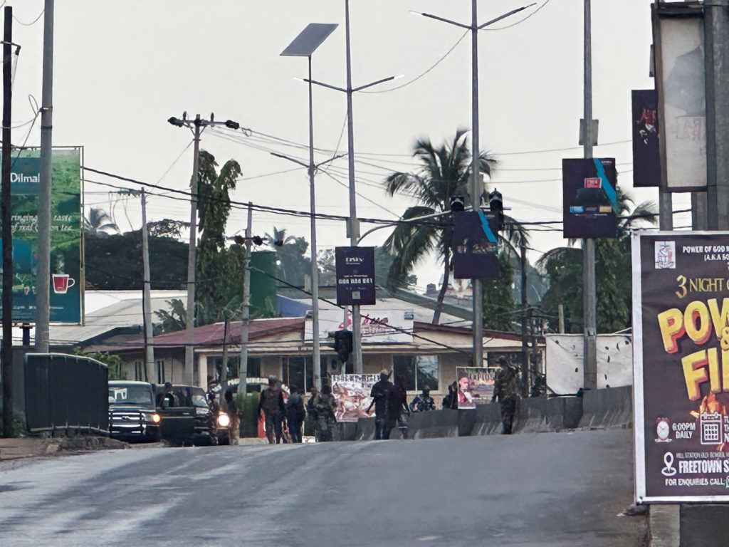 Unidentified gunmen attack military armory in Freentown.