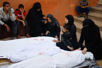 Aftermath of Israeli strikes, in Khan Younis