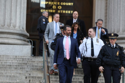 Donald Trump Jr. attends the Trump Organization civil fraud trial, in New York State Supreme Court in the Manhattan boroug...