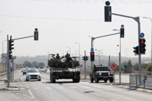 Israeli artillery units near the Israeli side of the border between Israel and the Gaza Strip