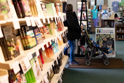 Books are displayed for sale in Doylestown, Pennsylvania