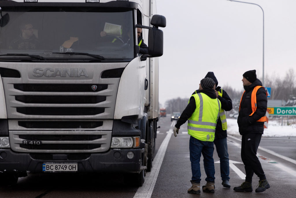 Trucks stuck in queue border at crossing with Ukraine, as Polish truckers protest